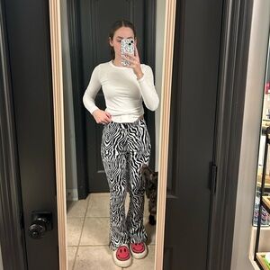 Amazon Black and White Zebra Print Wide Leg Pants